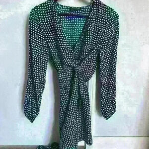 The Fifth Label Party Next Door Long Sleeve Blue Polka Dot Print Playsuit Romper